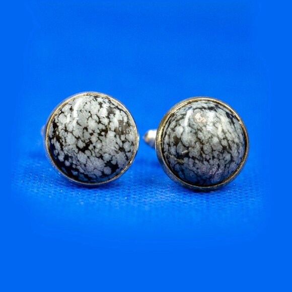 SNOWFLAKE OBSIDIAN CUFFLINKS - McTGBW1 - Picture 2 of 3